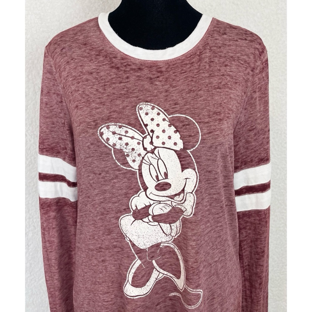 (NWT) DISNEY • Maroon/White Minnie Mouse Long Sleeve Casual Shirt, M - Picture 2 of 14